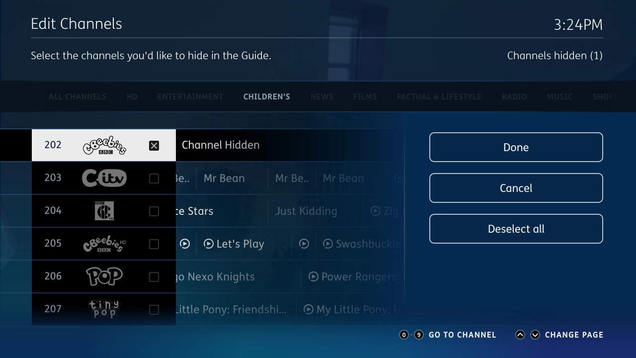 BT Hide Channel 4