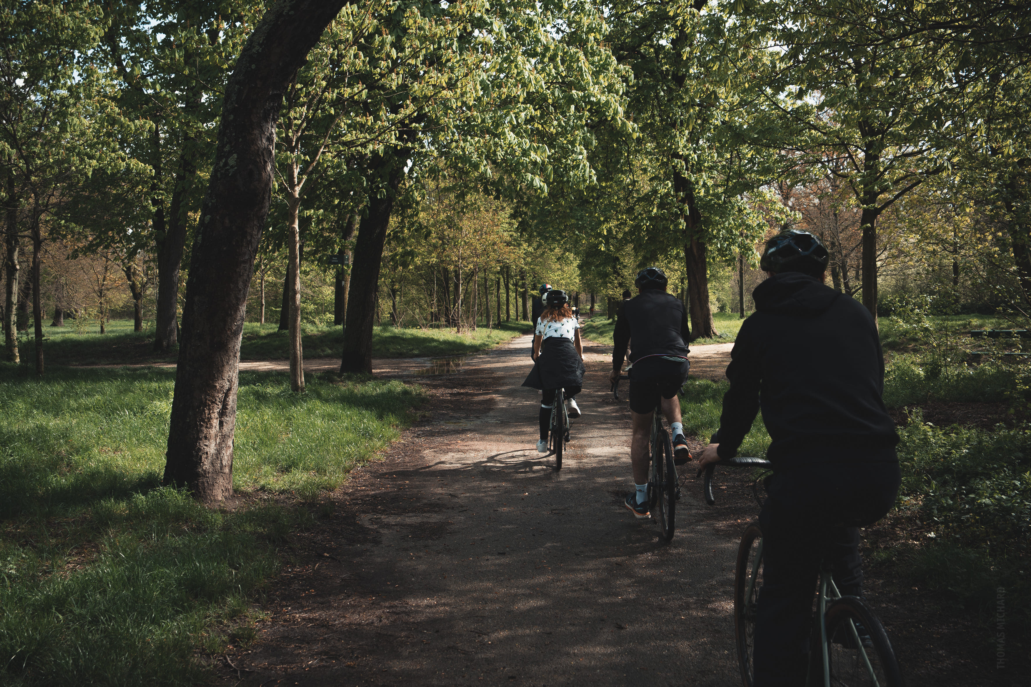 Gravel paths, green banks.