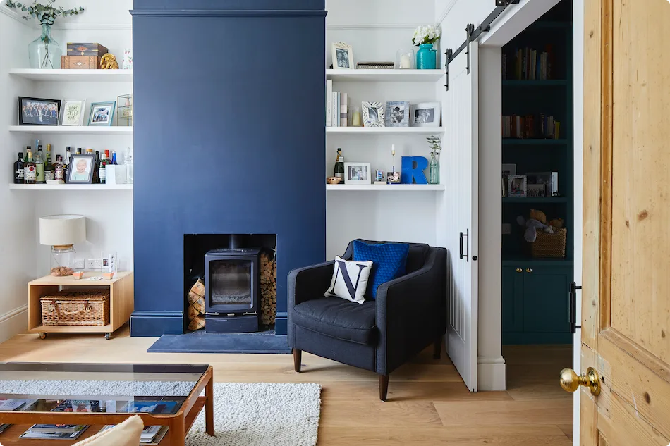 log burner in a living room