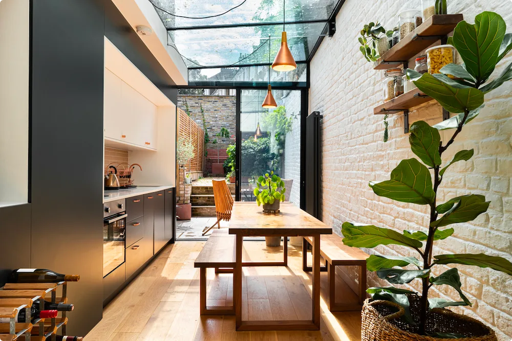 Creative social space created by a side infill extension in Islington