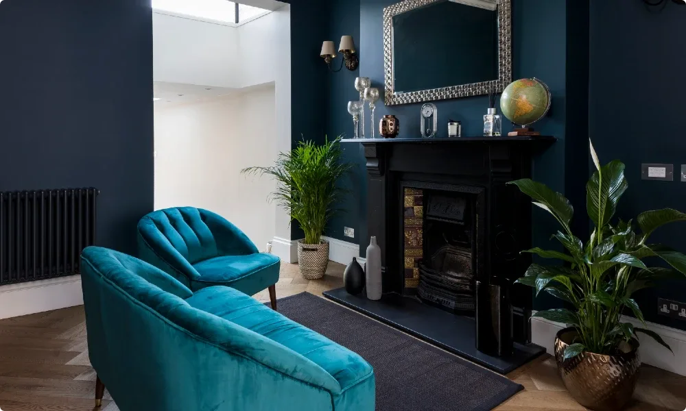 Black fireplace