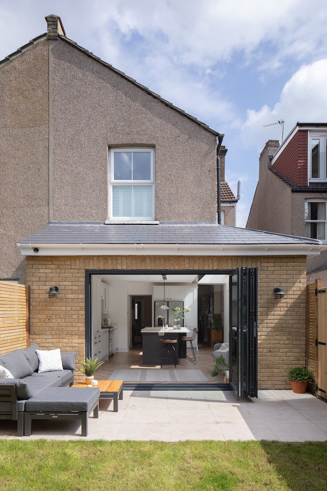 Create a striking contrast with your extension by mixing up materials