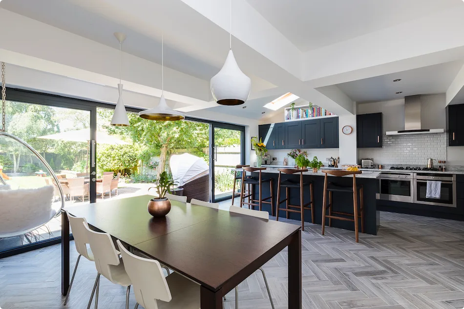 Silver parquet flooring