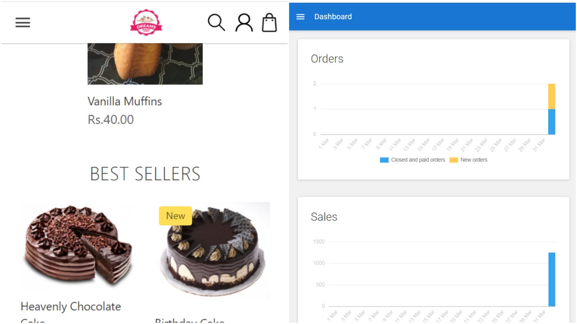 Ecommerce - Online Shop- Progressive Web App - Dreams Bakery Café