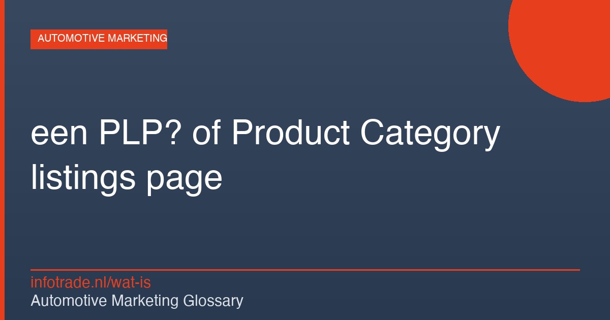 Wat is een PLP? of Product Category listings page? – illustratie