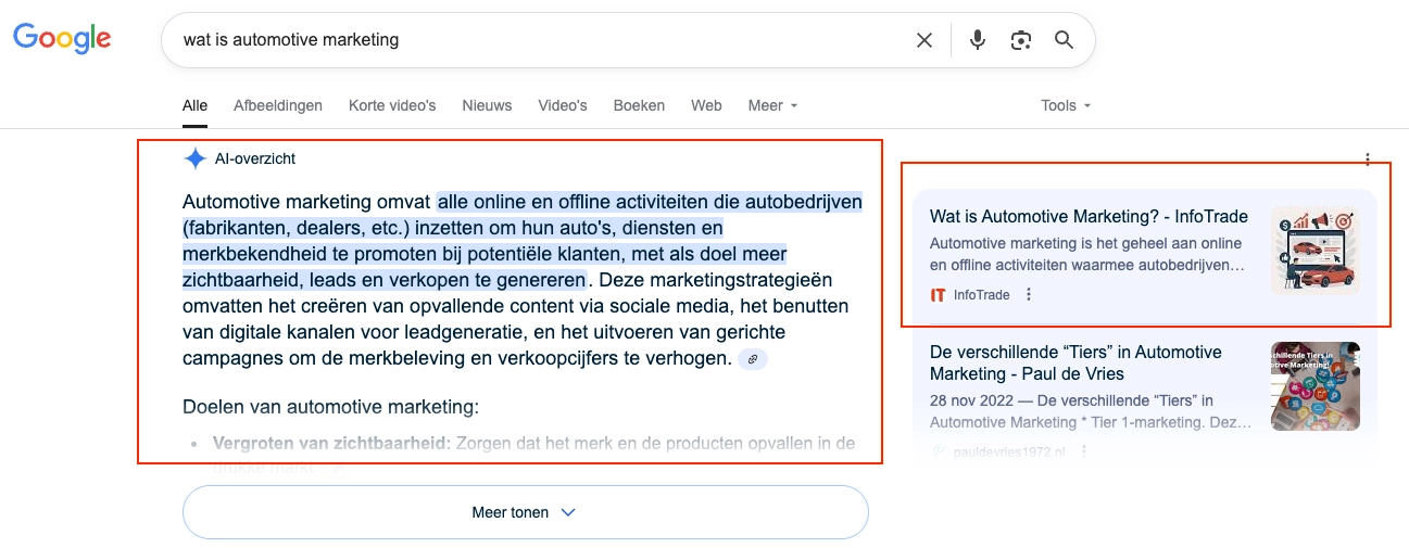 AI Overviews autobedrijven