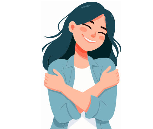 woman huging herself