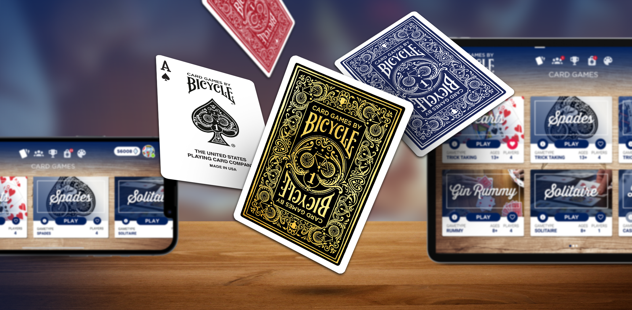 The Card Games by Bicycle app rewards all players on the leaderboard with a unique digital cards, avatars and a table to be used in the app.