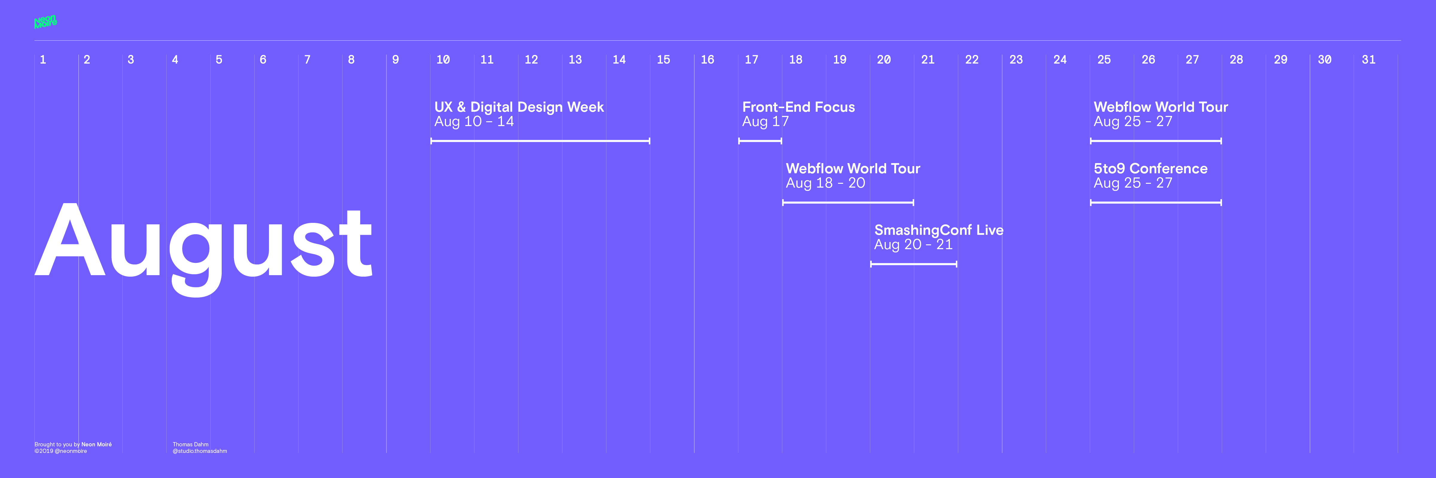 Design Conference Calendar August 2020