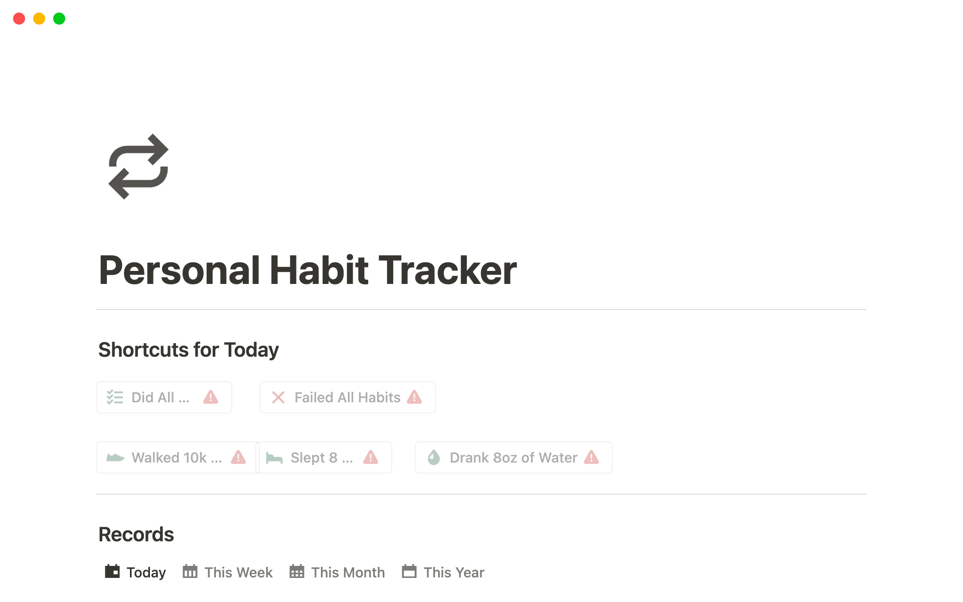 Notion Template Gallery Personal Habit Tracker Notion Template