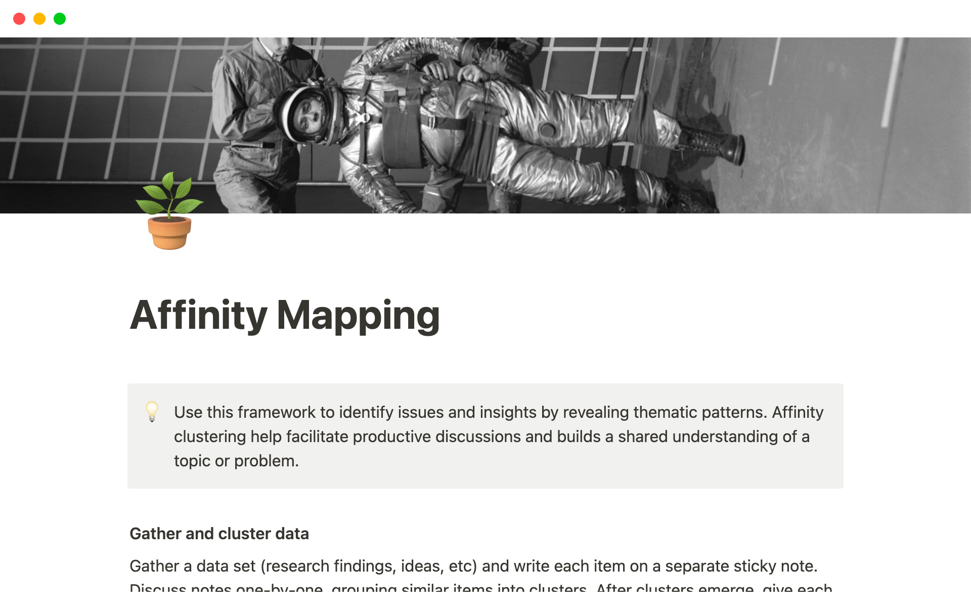 Galería de plantillas de Notion Affinity Mapping