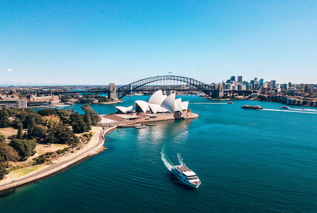 Sydney Opera house around the harbour.