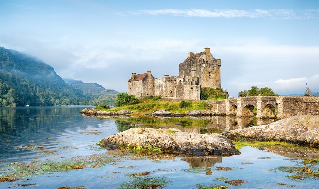 Eilean Donan Castle, which sits enthroned on a small island
