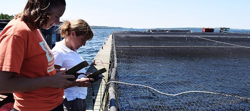 norway underwater drone aquaculture site top side