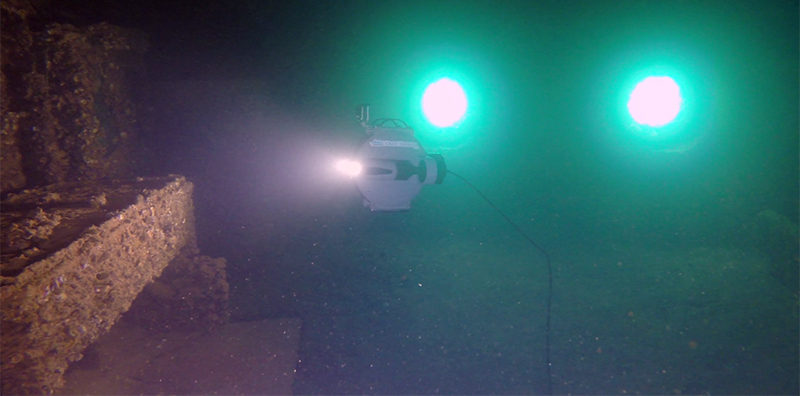 Underwater Drone Inspecting Admiral's Cabin in USS Arizona