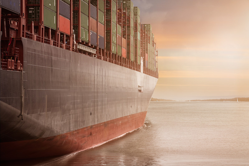 closeup of the side of a cargo ship