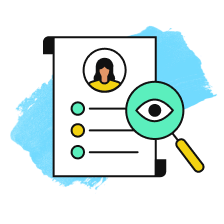 list with magnifying glass