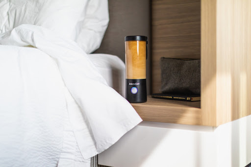 coffee in blendjet by bed
