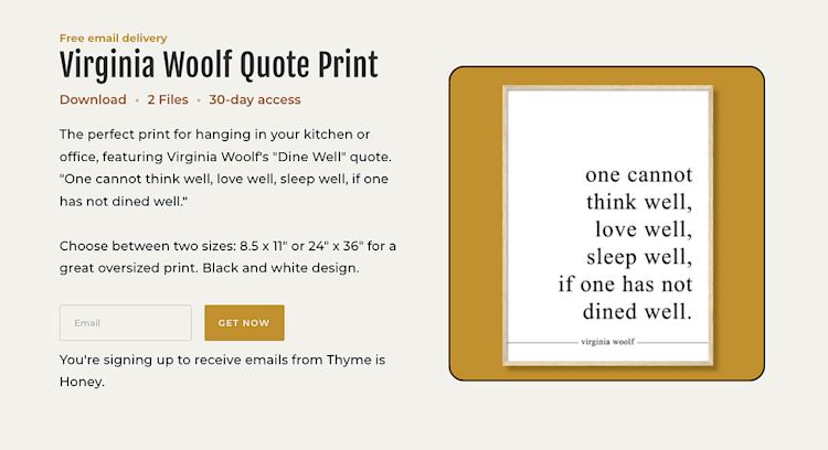 Thyme is Honey Virginia Woolf printable