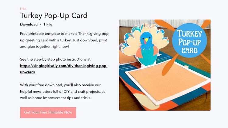 Single Girls DIY Thanksgiving card printable