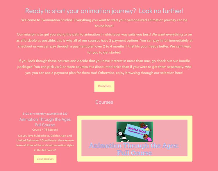 Twinimation Studios Podia Example