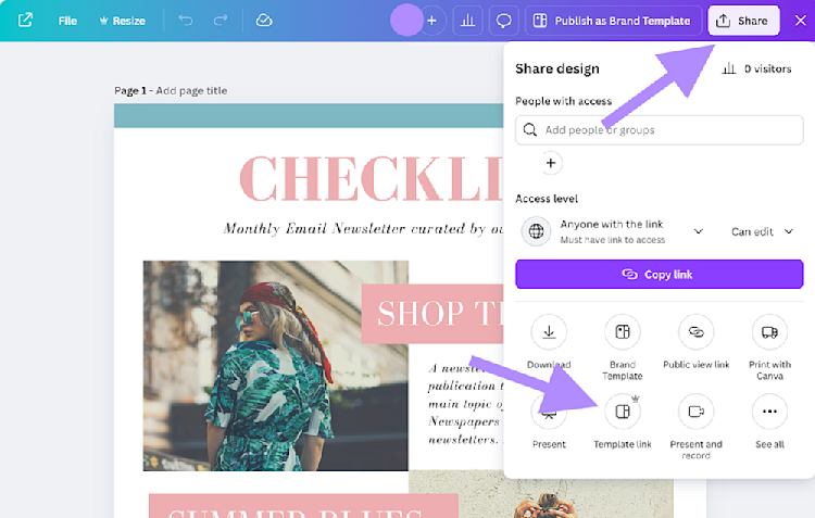 Canva share template link