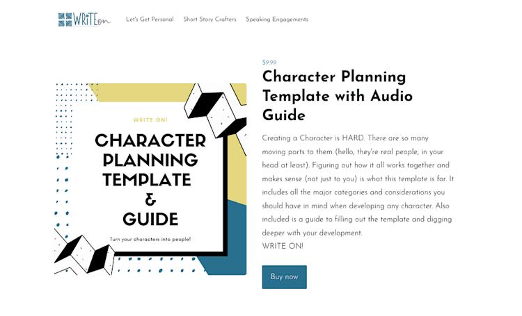 WriteOn character planning template