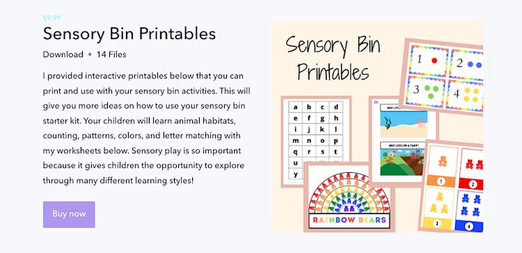 Coco Caravan Sensory Bin Printables