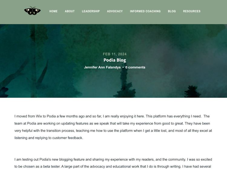 Jennifer Ann Falandys Podia Blog