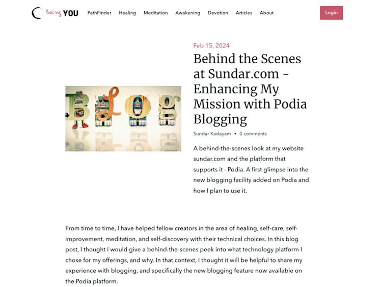 Sundar Kadayam Podia Blog