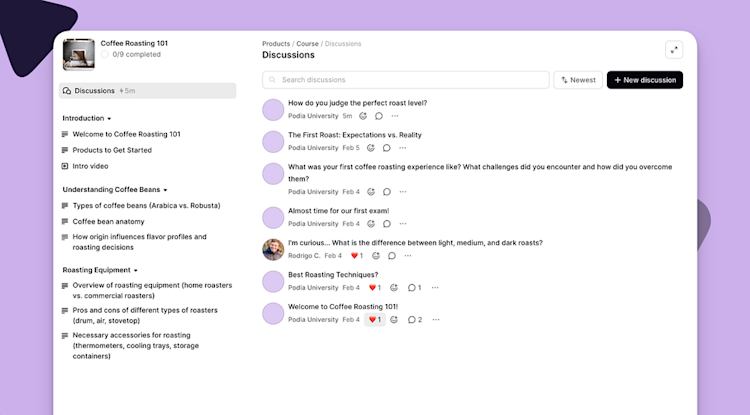 Podia discussion forums