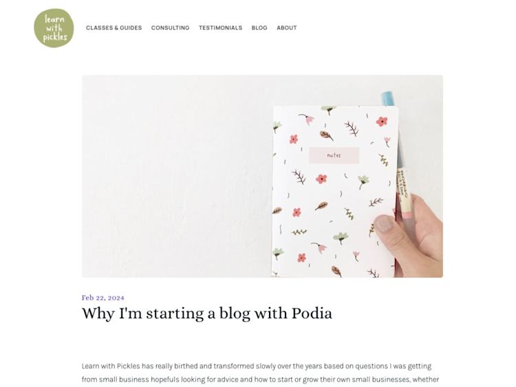 Learn with Pickles Podia Blog
