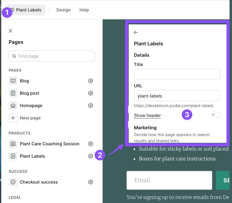 Membership sales page settings