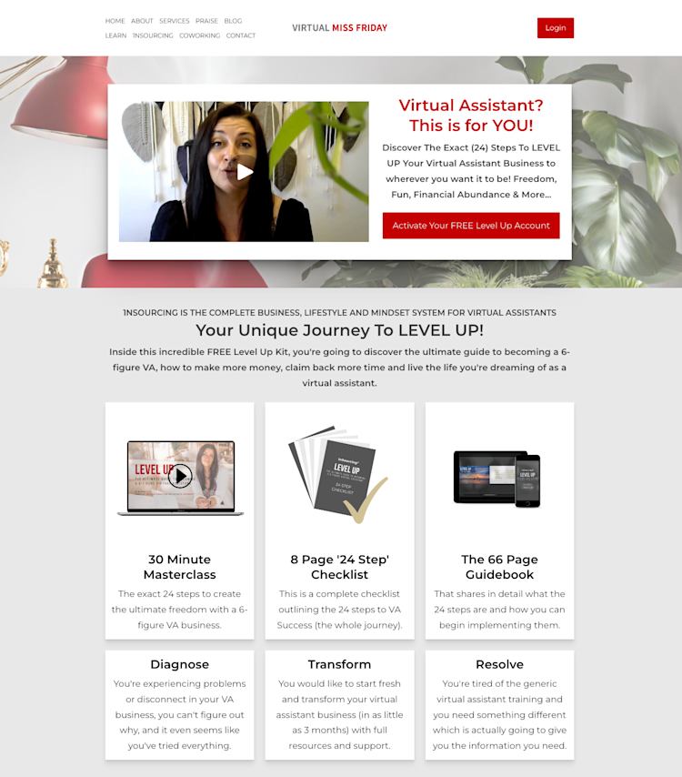 virtual miss friday michelle dale lead magnet landing page