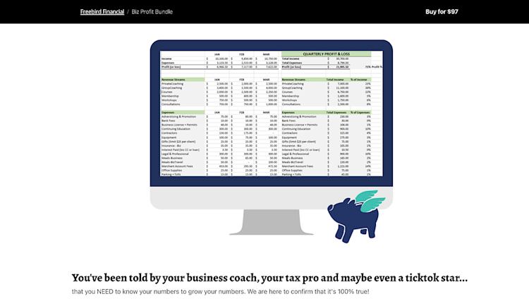 Freebird Financial business spreadsheet