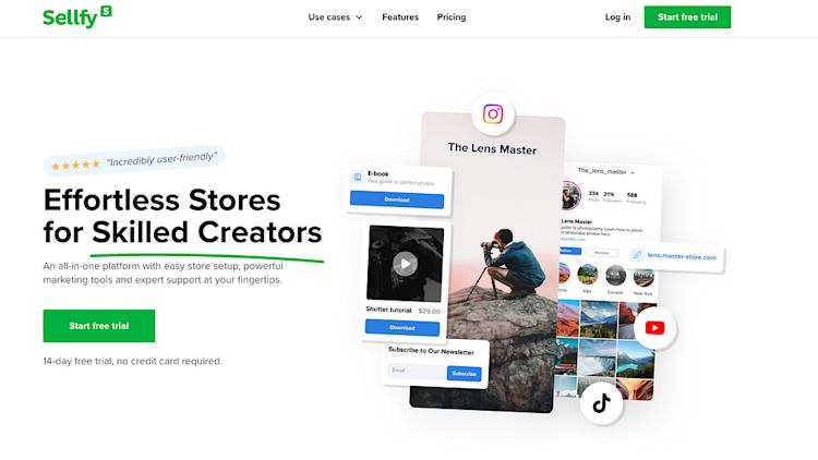 Sellfy homepage
