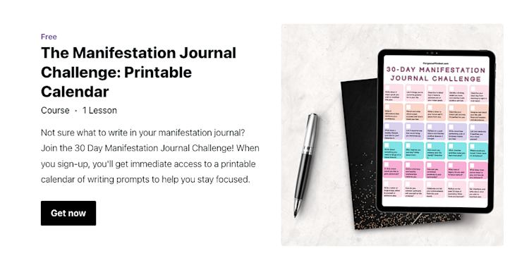Gorgeous Mindset Manifestation calendar printable