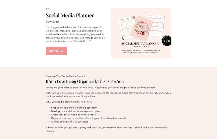 Confident Blogger social media planner download