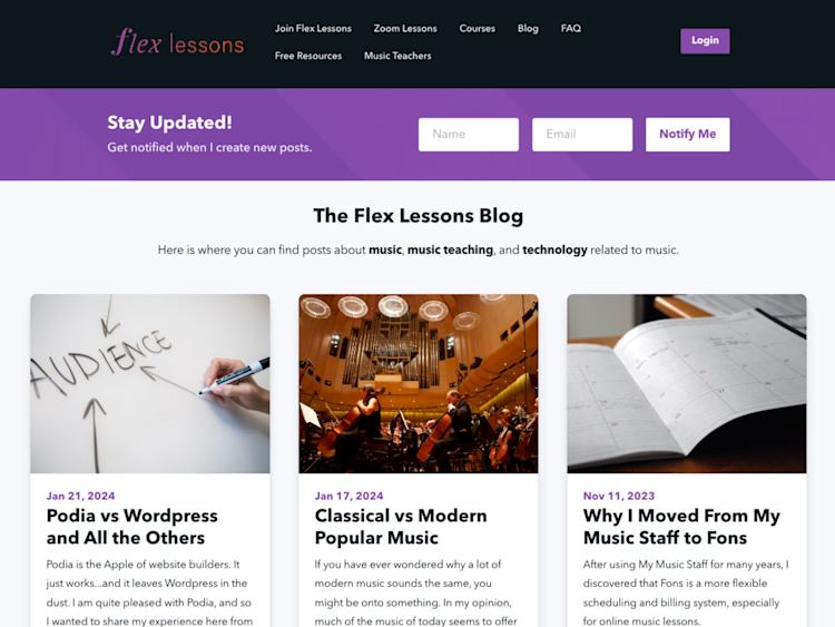 Flex Lessons Podia Blog