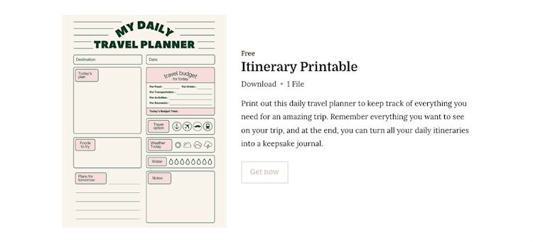 Printable sales page example
