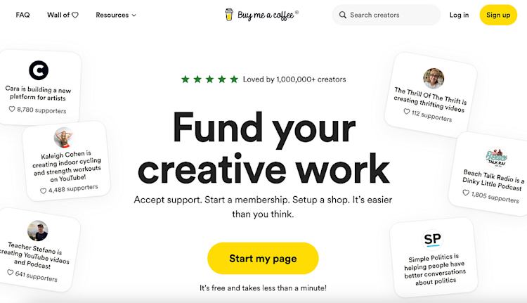 Buy me a coffee homepage