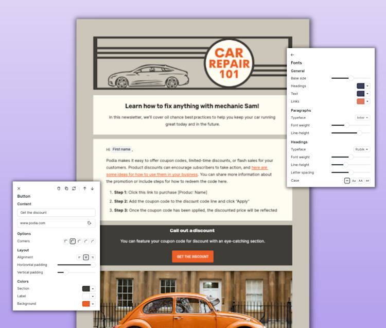Podia Email Marketing page hero