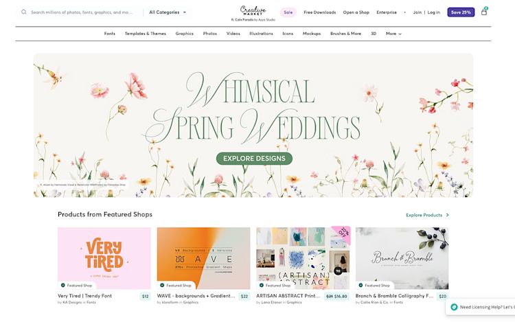 Creative Market homepage