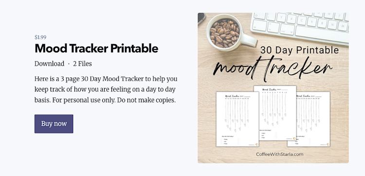 Coffee with Starla mood tracker printable
