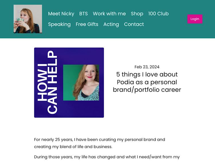 Nicky Raby Podia Blog