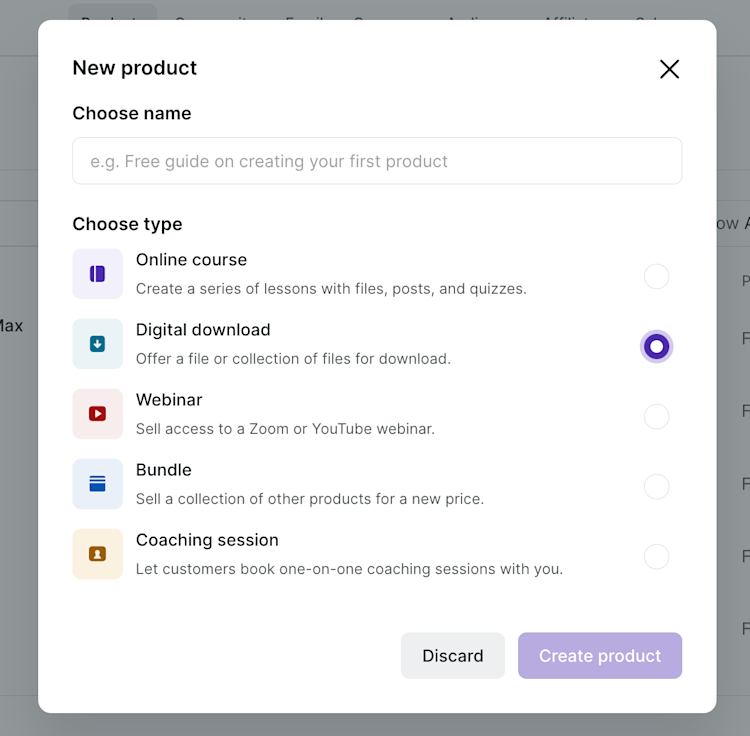 How to sell digital downloads from your own website: Step 2 Podia