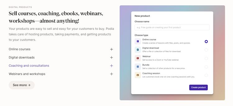 Podia products