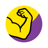 Arm mit gebeugtem Muskel als Symbol für Muskelkraft.