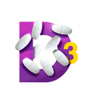D3-Symbol mit Tabletten sowie Hinweisen auf Vitamin-D-Mangel und Osteoporose.