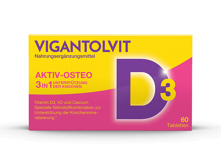 Vigantolvit Aktiv-Osteo, Nahrungsergänzungsmittel mit Vitamin D3, K2 and Calcium 60 Tabletten.